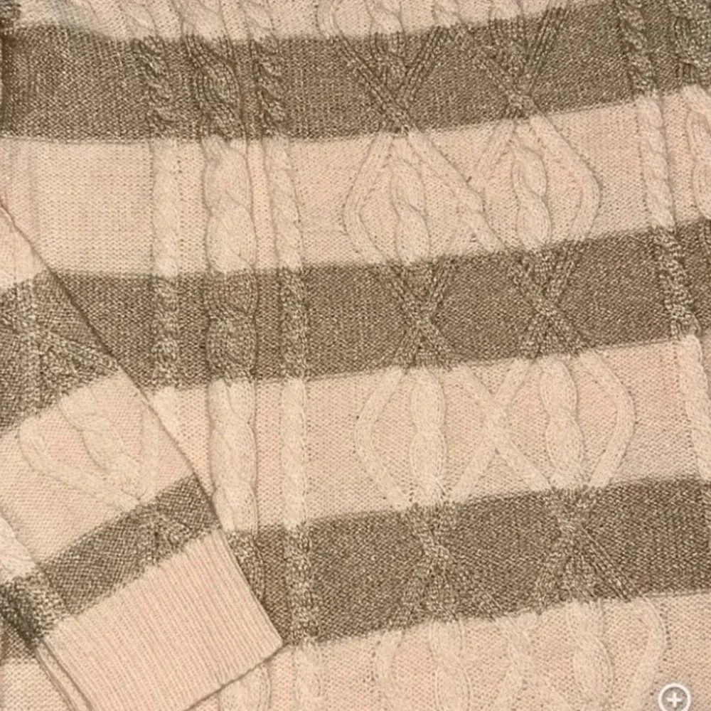 New York & Company Metallic Pink and Gold Striped Knit Sweater Size Large - Picture 4 of 6